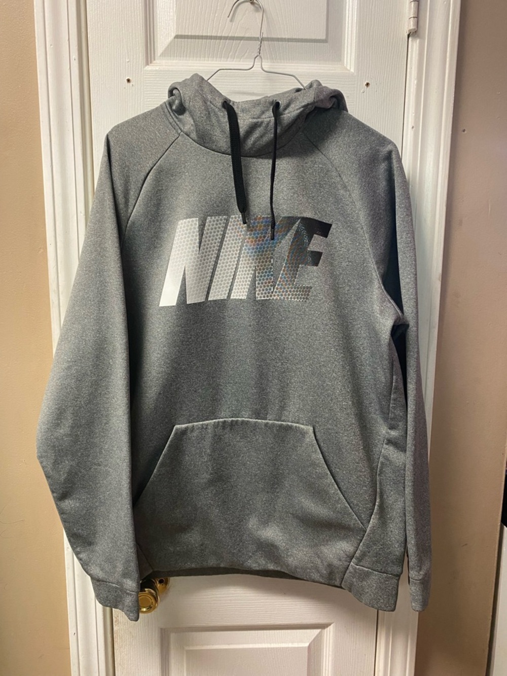 Nike Gray Hooded Pullover with Contrasting Logo